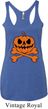 Halloween Pumpkin Skeleton Ladies Tri Blend Racerback Tank Top
