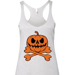 Halloween Pumpkin Skeleton Ladies Tri Blend Racerback Tank Top Halloween Pumpkin Skeleton Ladies Tri Blend Racerback Tank Top
