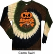 Halloween Pumpkin Skeleton Long Sleeve Tie Dye Shirt