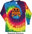 Halloween Pumpkin Skeleton Long Sleeve Tie Dye Shirt