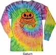 Halloween Pumpkin Skeleton Long Sleeve Tie Dye Shirt