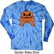 Halloween Pumpkin Skeleton Long Sleeve Tie Dye Shirt