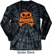 Halloween Pumpkin Skeleton Long Sleeve Tie Dye Shirt