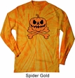 Halloween Pumpkin Skeleton Long Sleeve Tie Dye Shirt