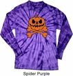 Halloween Pumpkin Skeleton Long Sleeve Tie Dye Shirt