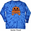 Halloween Pumpkin Skeleton Long Sleeve Tie Dye Shirt