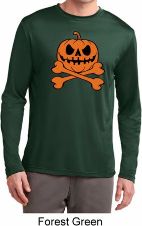 Halloween Pumpkin Skeleton Mens Dry Wicking Long Sleeve Shirt