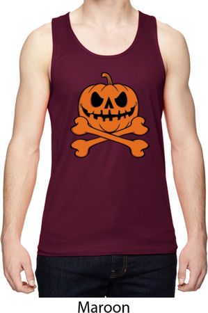 Halloween Pumpkin Skeleton Mens Moisture Wicking Tanktop