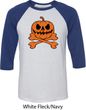 Halloween Pumpkin Skeleton Mens Raglan Shirt