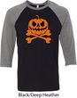 Halloween Pumpkin Skeleton Mens Raglan Shirt