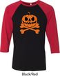 Halloween Pumpkin Skeleton Mens Raglan Shirt