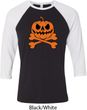 Halloween Pumpkin Skeleton Mens Raglan Shirt