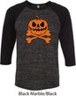 Halloween Pumpkin Skeleton Mens Raglan Shirt