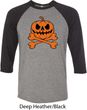Halloween Pumpkin Skeleton Mens Raglan Shirt
