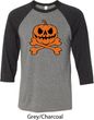 Halloween Pumpkin Skeleton Mens Raglan Shirt