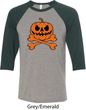 Halloween Pumpkin Skeleton Mens Raglan Shirt
