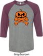 Halloween Pumpkin Skeleton Mens Raglan Shirt