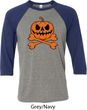 Halloween Pumpkin Skeleton Mens Raglan Shirt