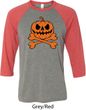 Halloween Pumpkin Skeleton Mens Raglan Shirt