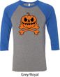 Halloween Pumpkin Skeleton Mens Raglan Shirt
