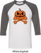 Halloween Pumpkin Skeleton Mens Raglan Shirt