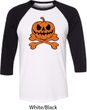Halloween Pumpkin Skeleton Mens Raglan Shirt