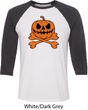 Halloween Pumpkin Skeleton Mens Raglan Shirt