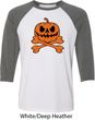 Halloween Pumpkin Skeleton Mens Raglan Shirt