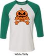 Halloween Pumpkin Skeleton Mens Raglan Shirt