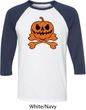 Halloween Pumpkin Skeleton Mens Raglan Shirt