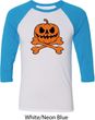 Halloween Pumpkin Skeleton Mens Raglan Shirt