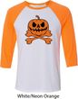 Halloween Pumpkin Skeleton Mens Raglan Shirt