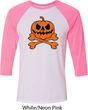 Halloween Pumpkin Skeleton Mens Raglan Shirt