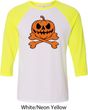 Halloween Pumpkin Skeleton Mens Raglan Shirt