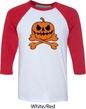 Halloween Pumpkin Skeleton Mens Raglan Shirt