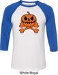 Halloween Pumpkin Skeleton Mens Raglan Shirt
