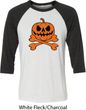Halloween Pumpkin Skeleton Mens Raglan Shirt