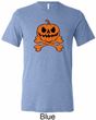 Halloween Pumpkin Skeleton Mens Tri Blend Crewneck Shirt