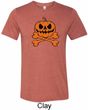 Halloween Pumpkin Skeleton Mens Tri Blend Crewneck Shirt