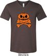 Halloween Pumpkin Skeleton Mens Tri Blend V-neck Shirt