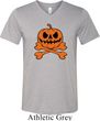 Halloween Pumpkin Skeleton Mens Tri Blend V-neck Shirt