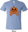 Halloween Pumpkin Skeleton Mens Tri Blend V-neck Shirt