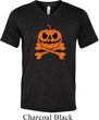 Halloween Pumpkin Skeleton Mens Tri Blend V-neck Shirt