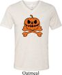 Halloween Pumpkin Skeleton Mens Tri Blend V-neck Shirt