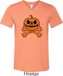 Halloween Pumpkin Skeleton Mens Tri Blend V-neck Shirt