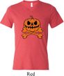 Halloween Pumpkin Skeleton Mens Tri Blend V-neck Shirt