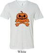 Halloween Pumpkin Skeleton Mens Tri Blend V-neck Shirt