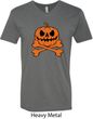 Halloween Pumpkin Skeleton Mens V-Neck Shirt
