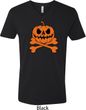 Halloween Pumpkin Skeleton Mens V-Neck Shirt
