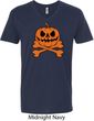 Halloween Pumpkin Skeleton Mens V-Neck Shirt